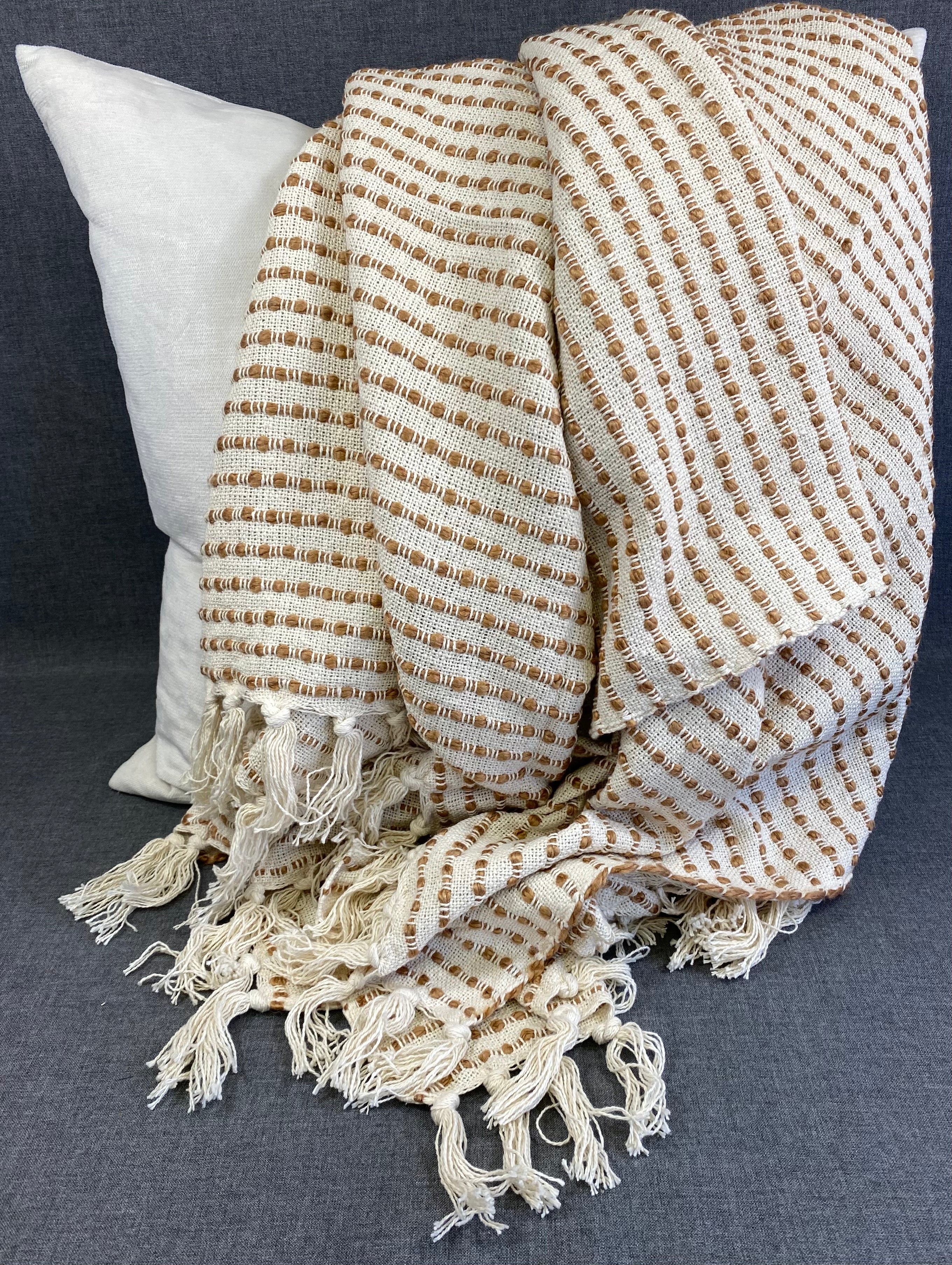 Cream/Honey Stripe Woven Throw-50"X60"