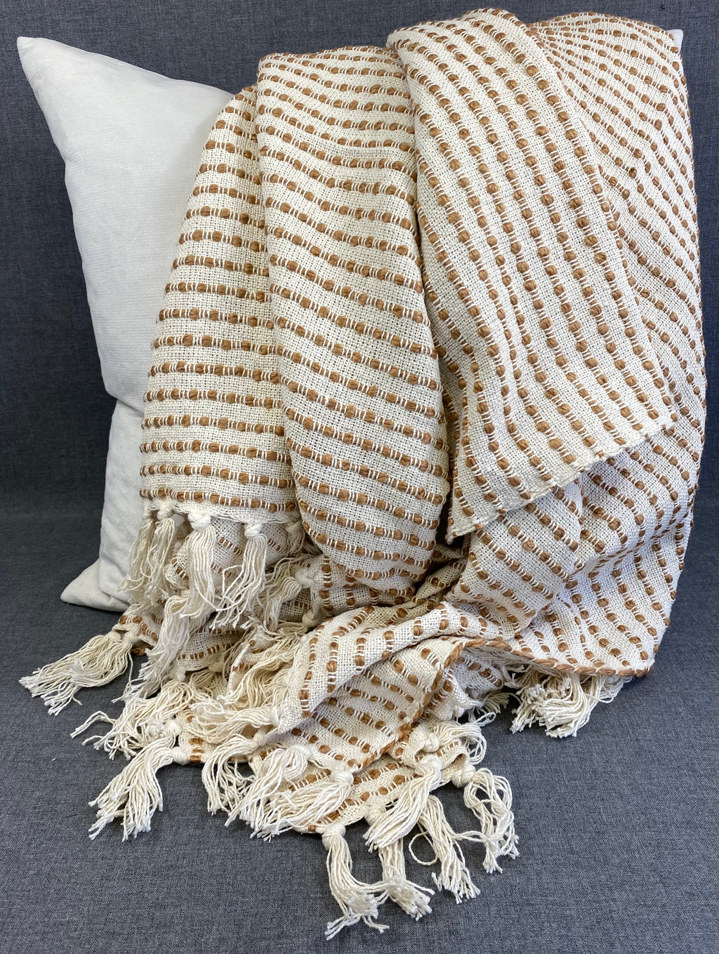 Cream/Honey Stripe Woven Throw-50"X60"