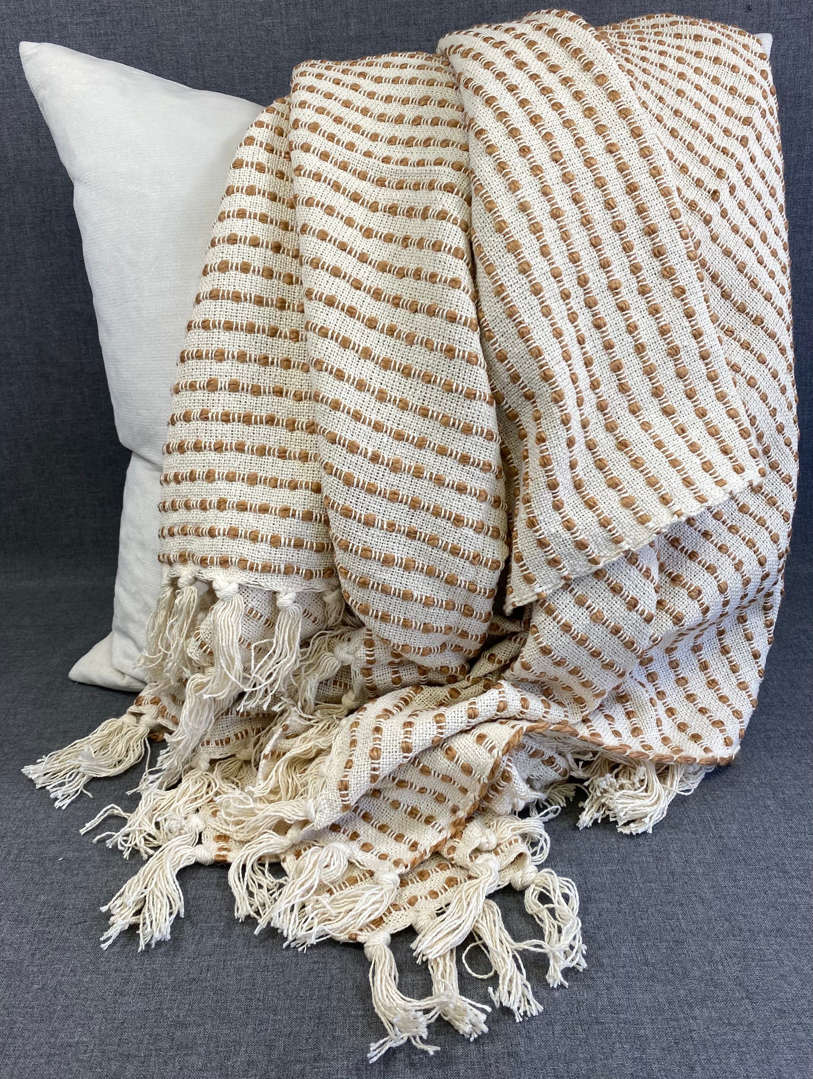 Cream/Honey Stripe Woven Throw-50"X60"