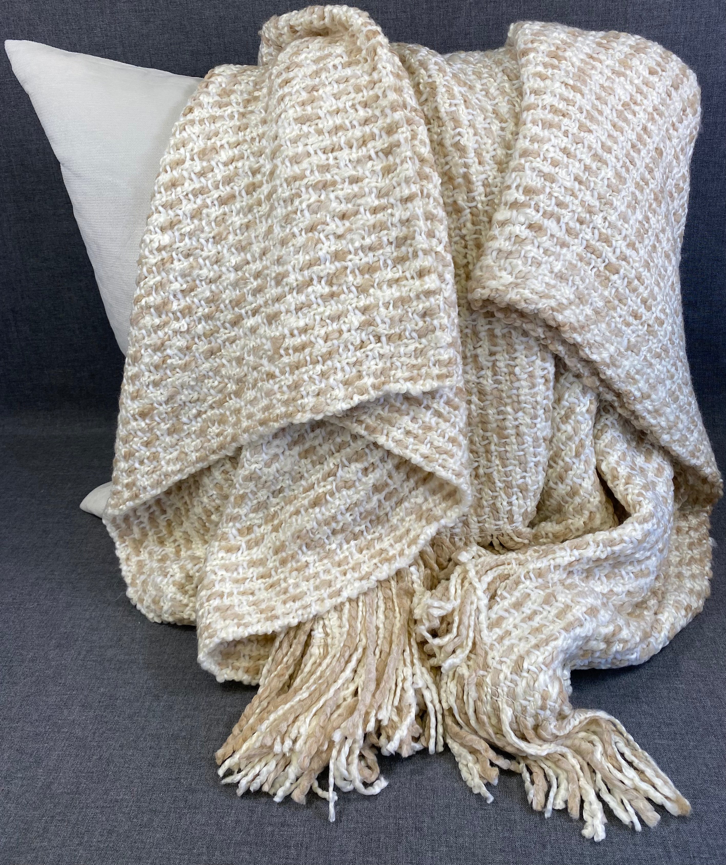 Luxury Knit Throw - 52" x 62" -  Oatmeal