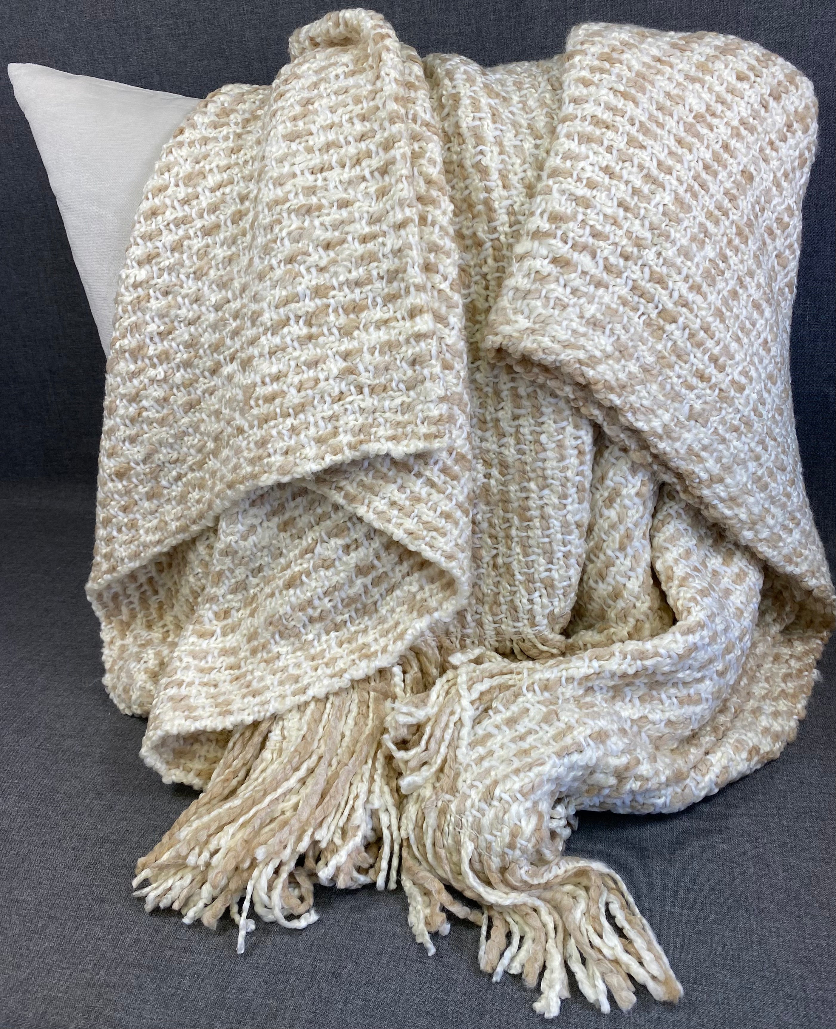 Luxury Knit Throw - 52" x 62" -  Oatmeal