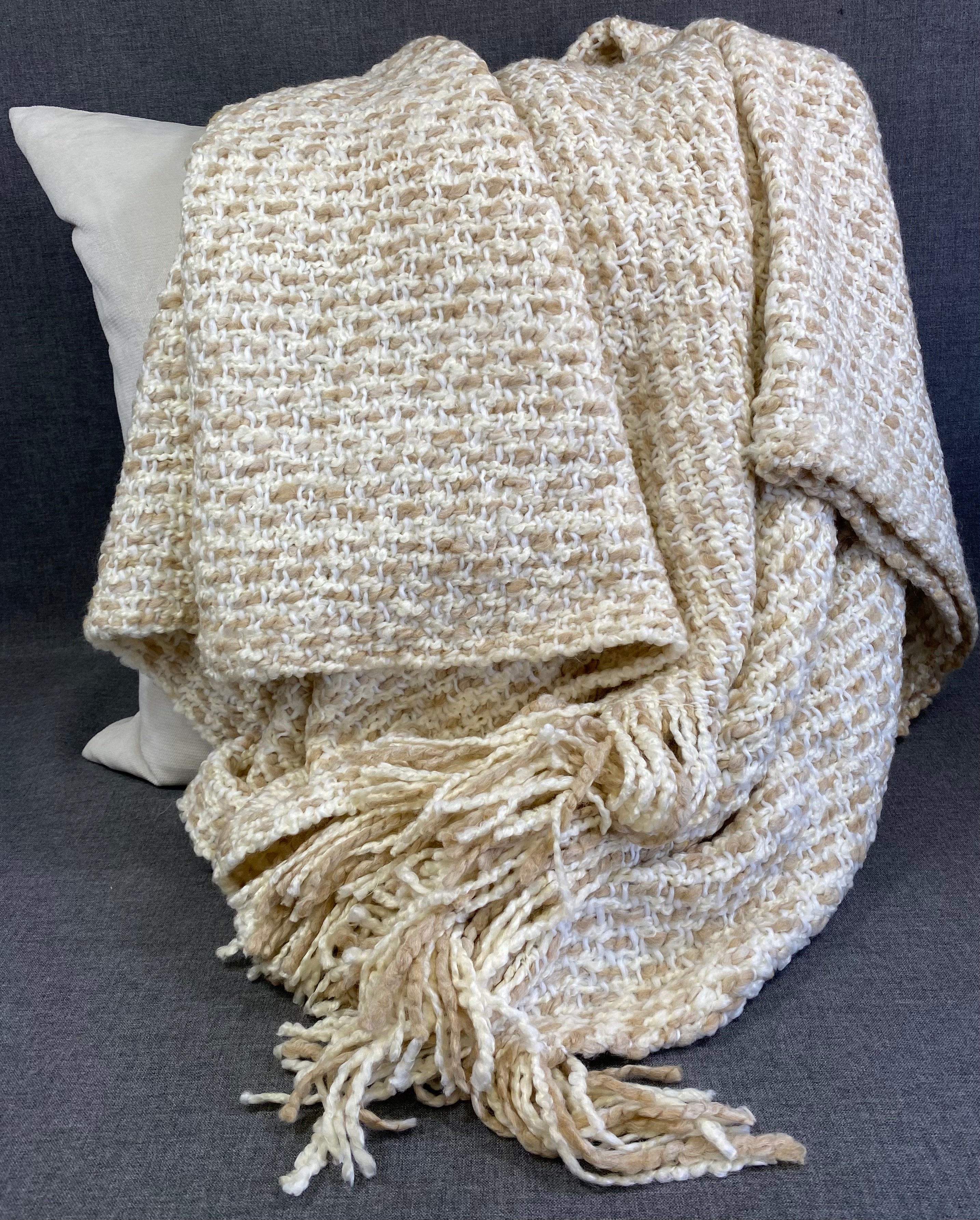 Luxury Knit Throw - 52" x 62" -  Oatmeal