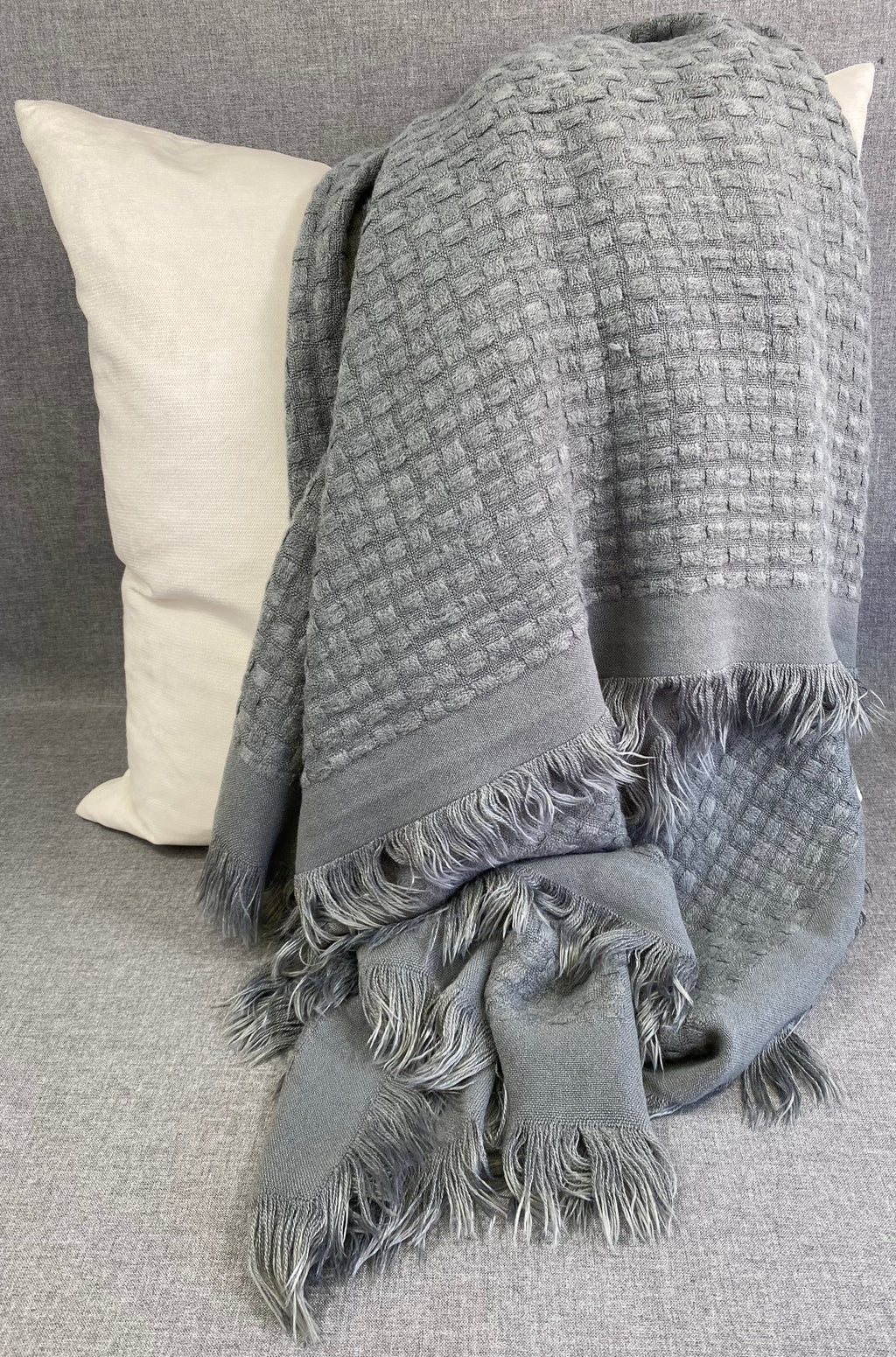 Waffle Weave Throw-Slate- 50"X60"