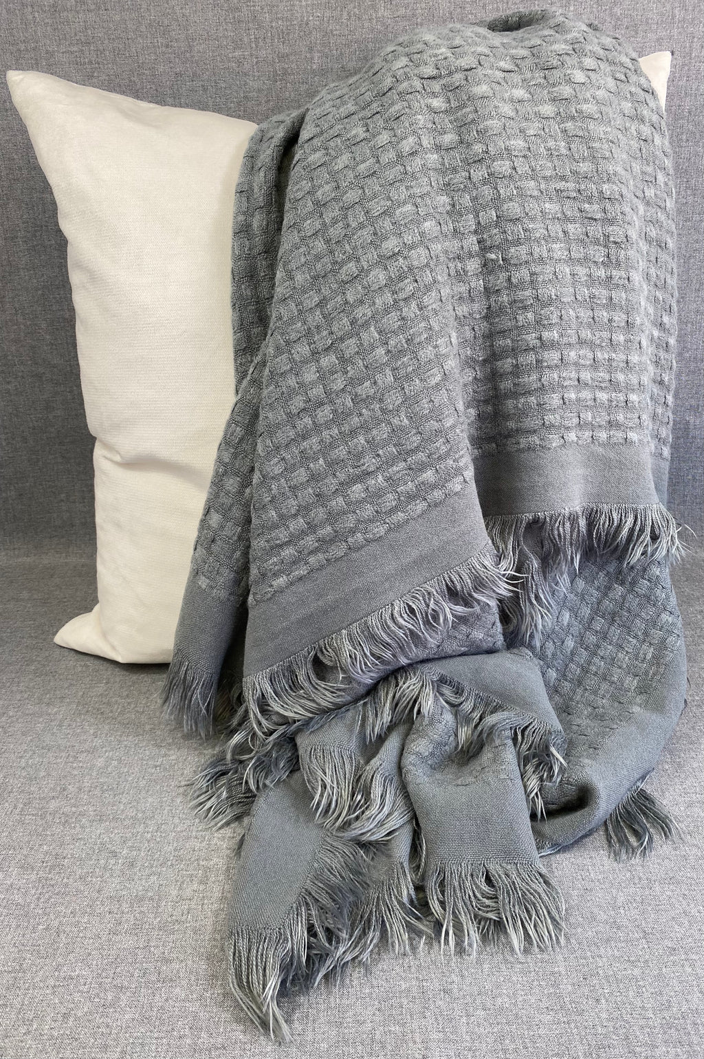 Waffle Weave Throw-Slate- 50"X60"