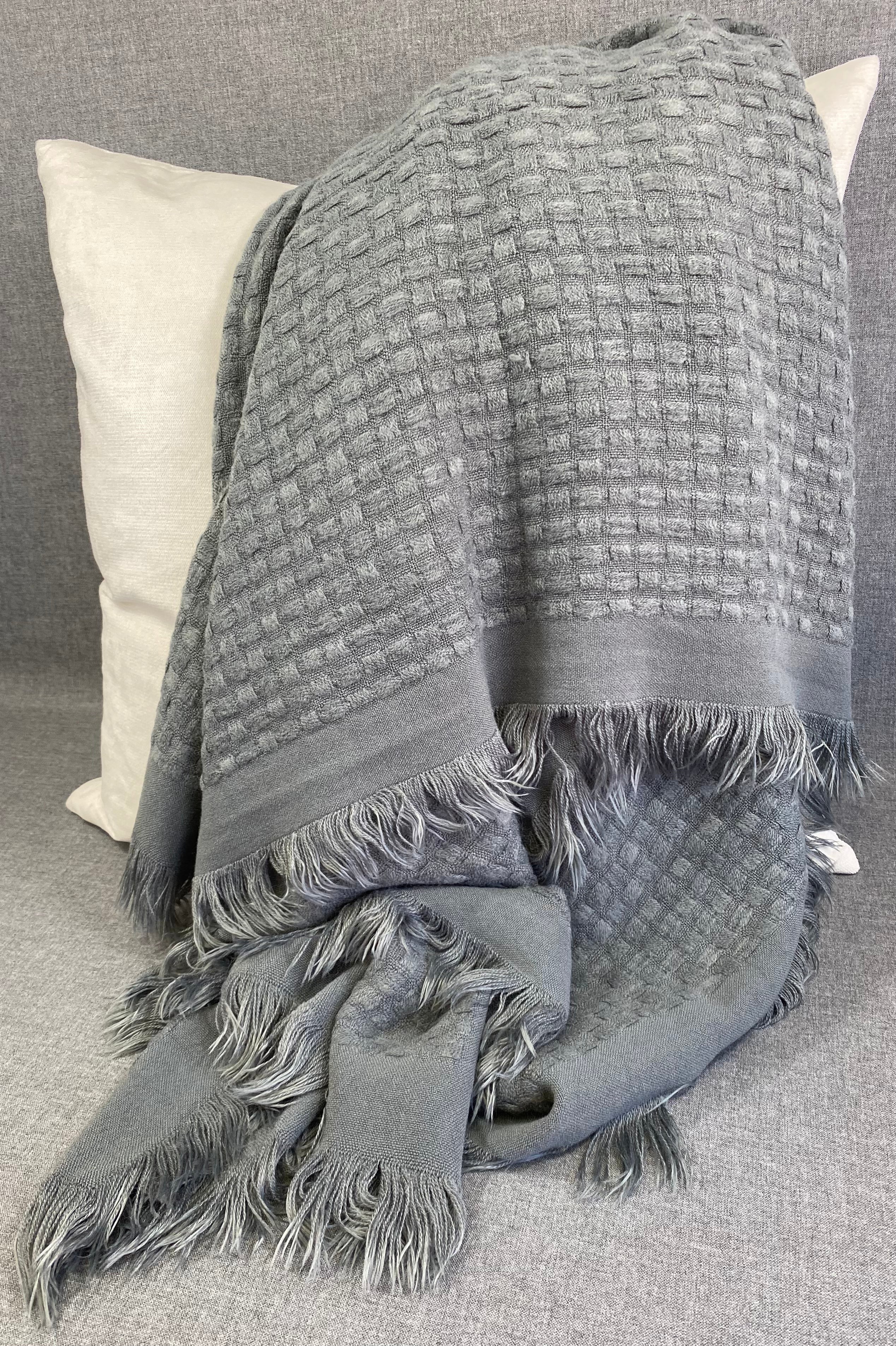 Waffle Weave Throw-Slate- 50"X60"