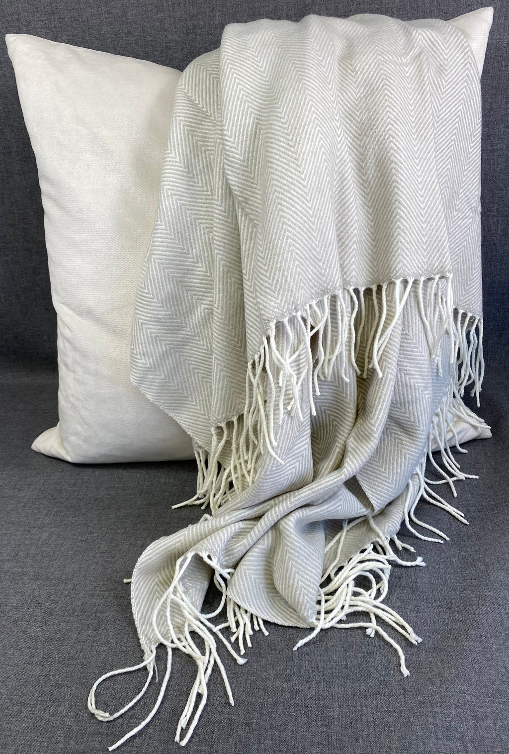 Herringbone Throw Grey- 50"X60"