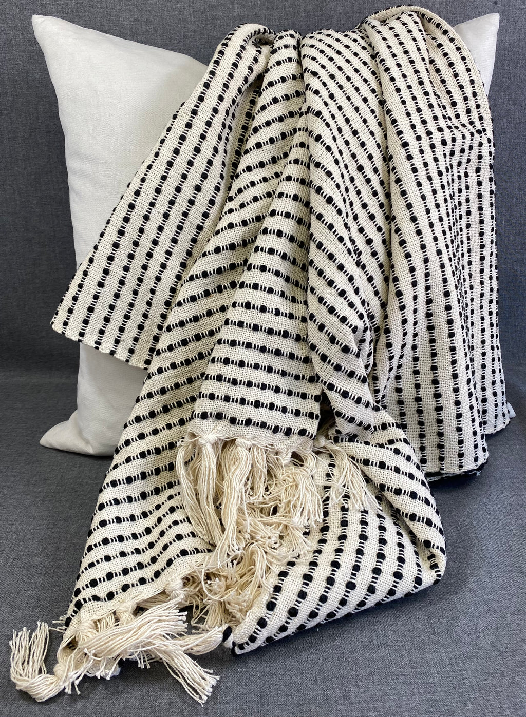 Cream/Black Stripe Woven Throw-50"X60"