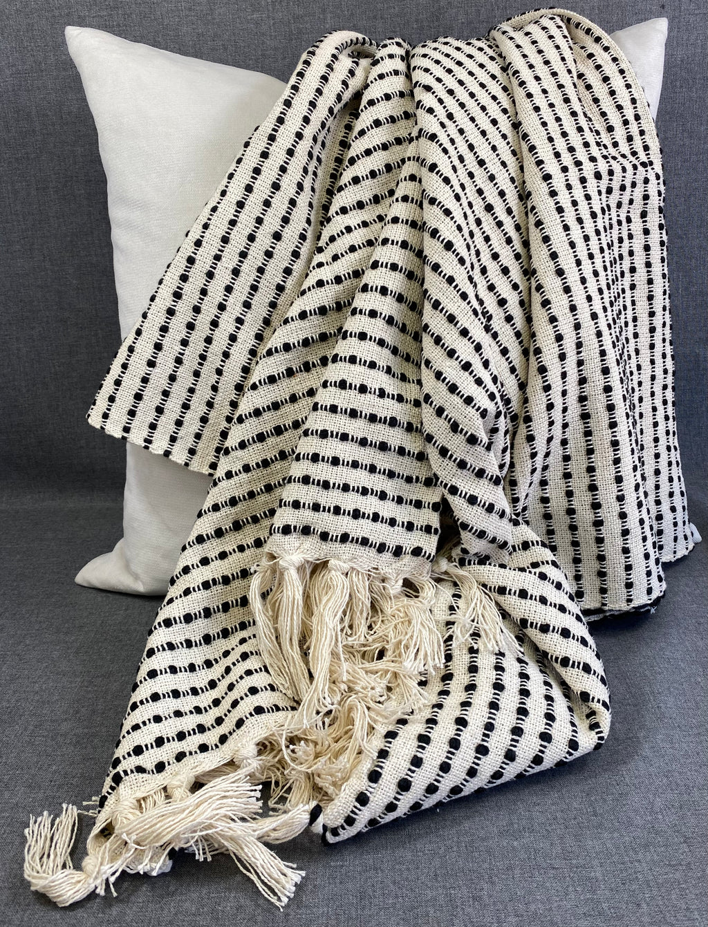 Cream/Black Stripe Woven Throw-50"X60"