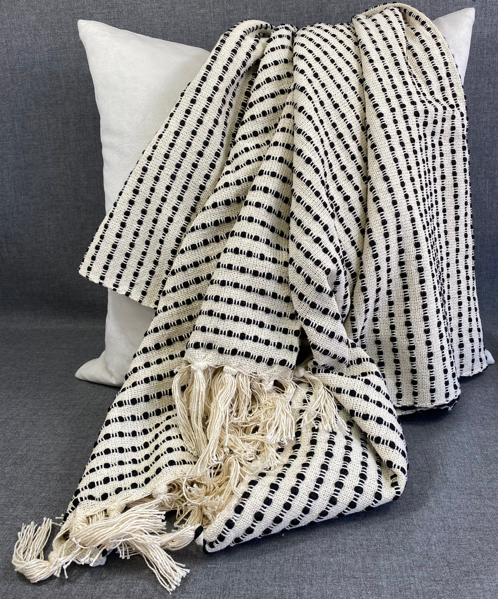 Cream/Black Stripe Woven Throw-50"X60"