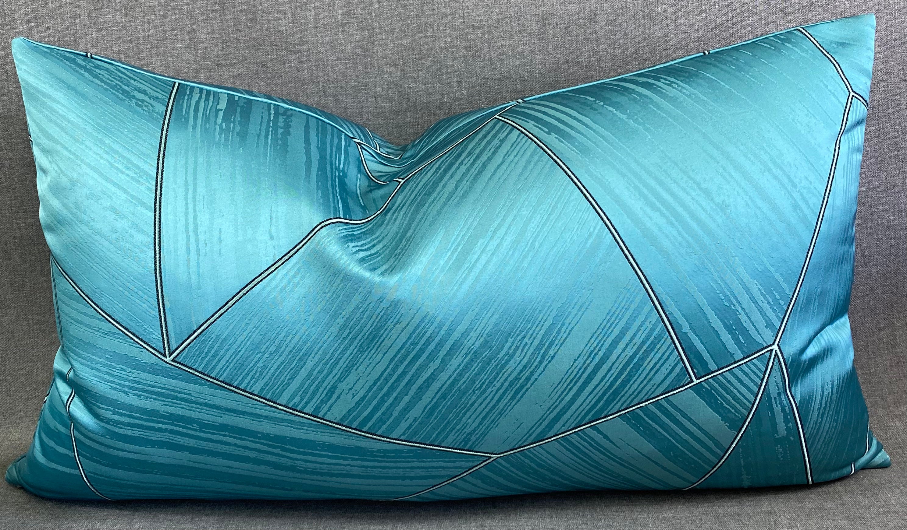 Luxury Lumbar Pillow - 24" x 14"- Eclectic Line Aqua