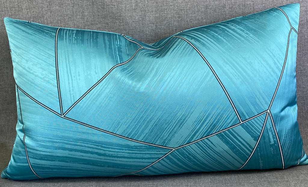 Luxury Lumbar Pillow - 24" x 14"- Eclectic Line Aqua