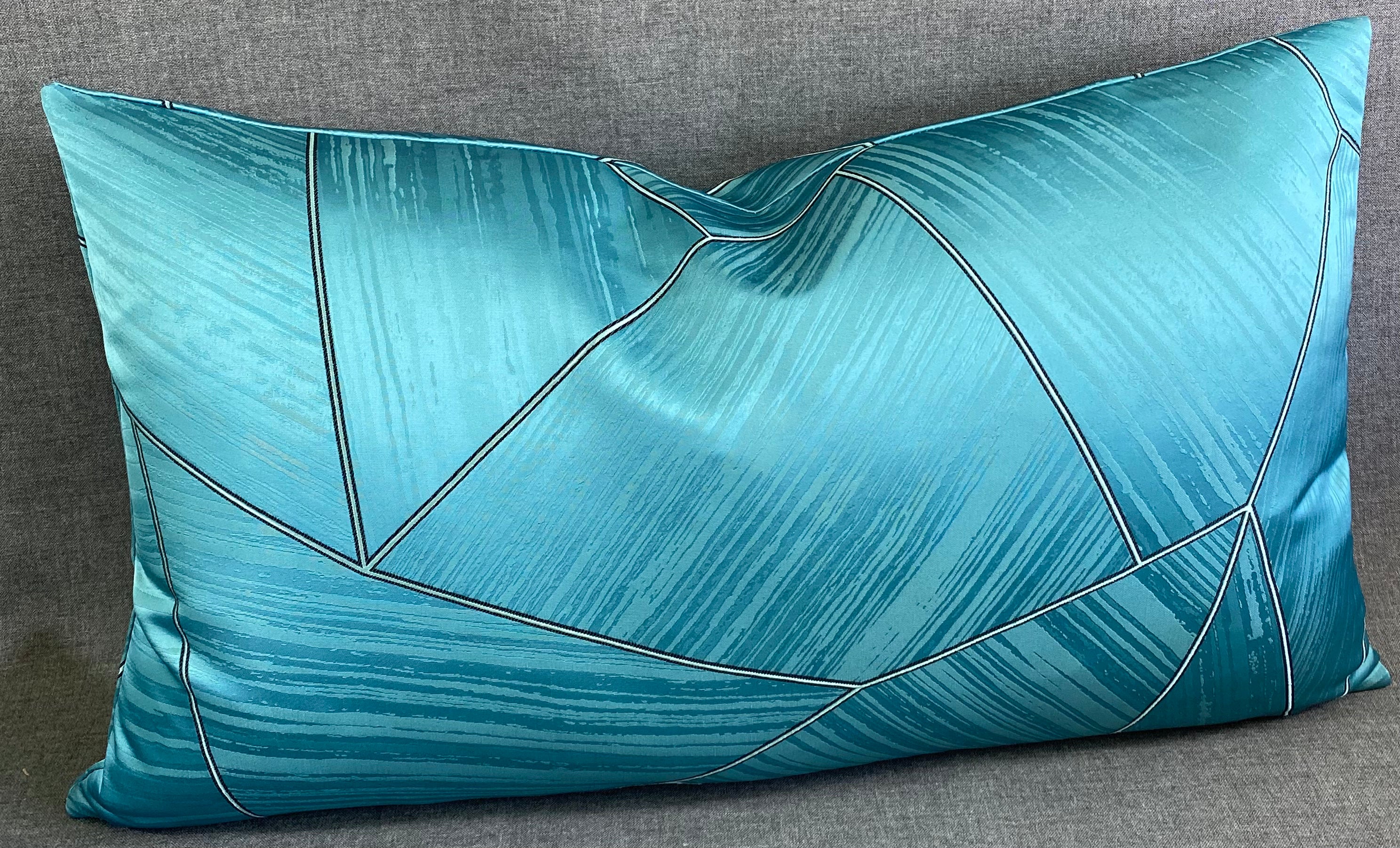 Luxury Lumbar Pillow - 24" x 14"- Eclectic Line Aqua