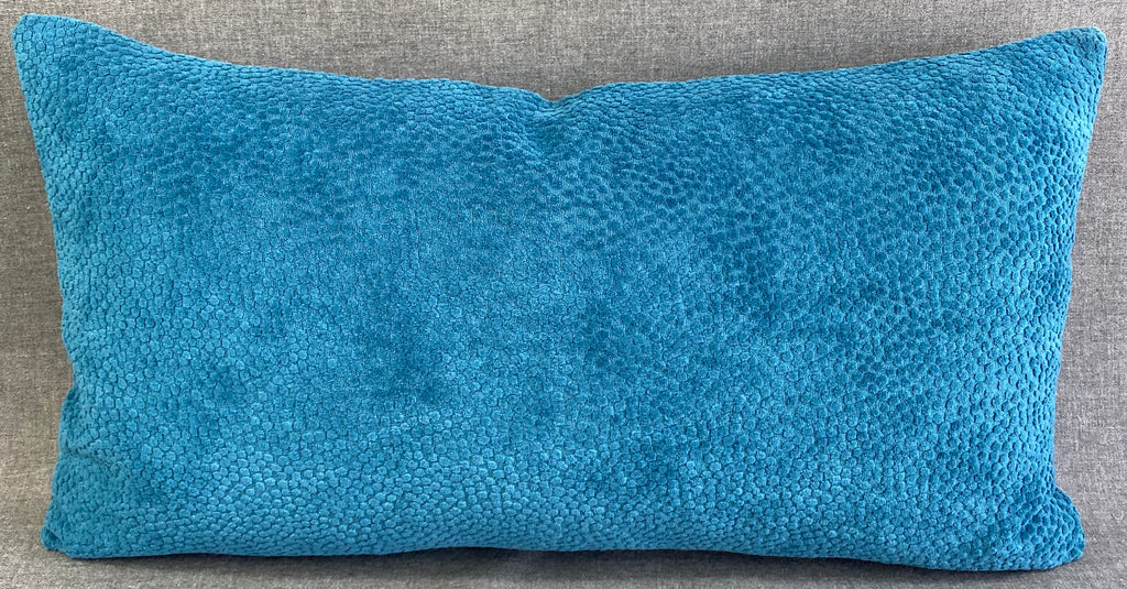 Luxury Lumbar Pillow - 24" x 14" - Pasadena Lumbar Teal Bright Teal Solid With A Dotted Pattern In The Soft Fabric 1