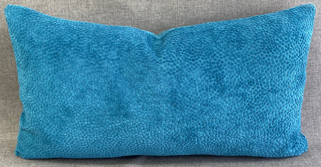 Luxury Lumbar Pillow - 24" x 14" - Pasadena Lumbar Teal Bright Teal Solid With A Dotted Pattern In The Soft Fabric 1
