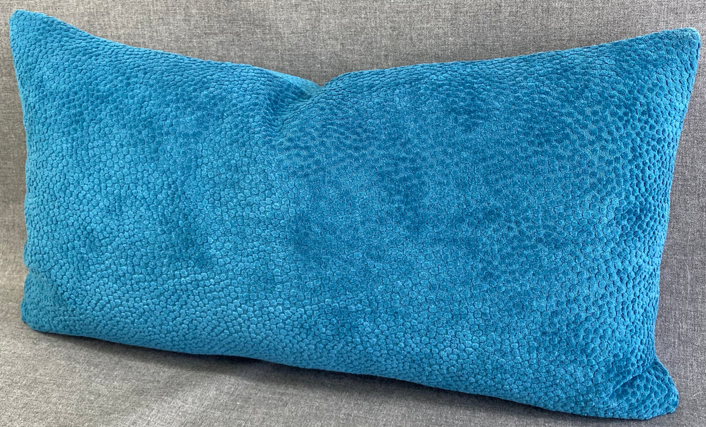 Luxury Lumbar Pillow - 24" x 14" - Pasadena Lumbar Teal Bright Teal Solid With A Dotted Pattern In The Soft Fabric 1