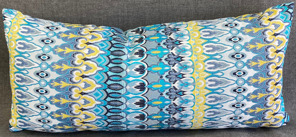 Luxury Outdoor Lumbar Pillow - 22" x 12"- Kanthum Turquoise