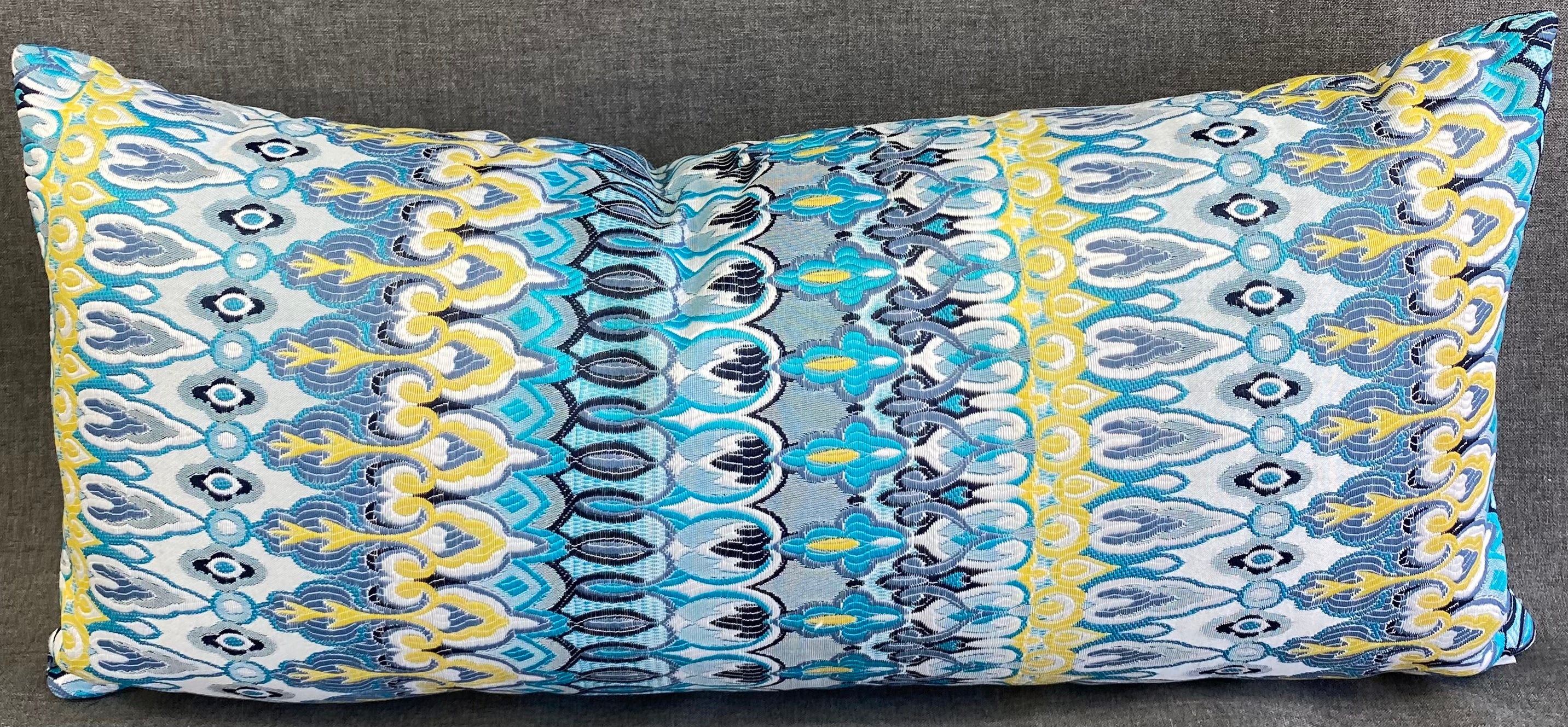 Luxury Outdoor Lumbar Pillow - 22" x 12"- Kanthum Turquoise