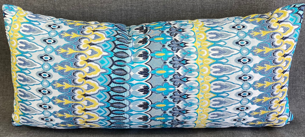 Luxury Outdoor Lumbar Pillow - 22" x 12"- Kanthum Turquoise