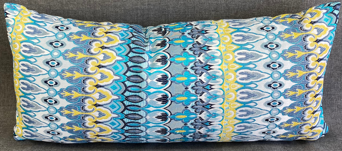 Luxury Outdoor Lumbar Pillow - 22" x 12" - Kanthum-Turquoise