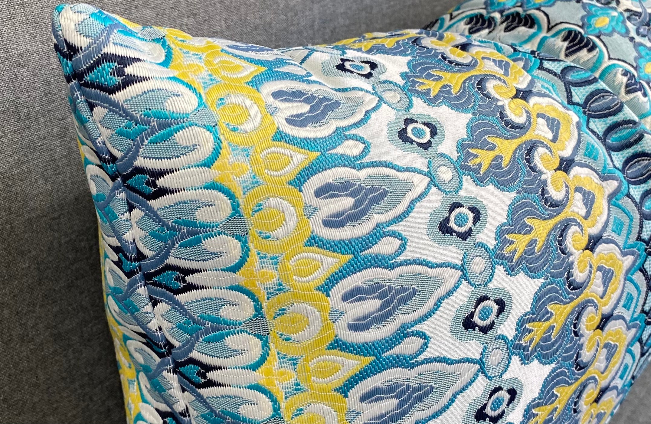 Luxury Outdoor Lumbar Pillow - 22" x 12"- Kanthum Turquoise