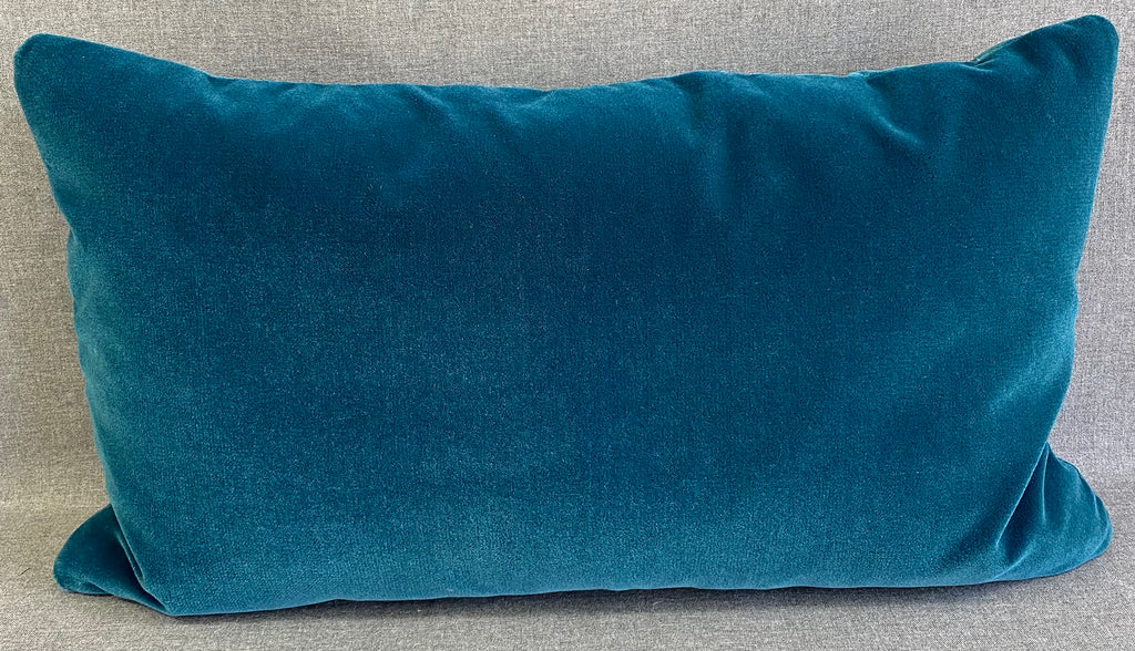 Luxury Lumbar Pillow - 24" x 14"- Teal Mohair