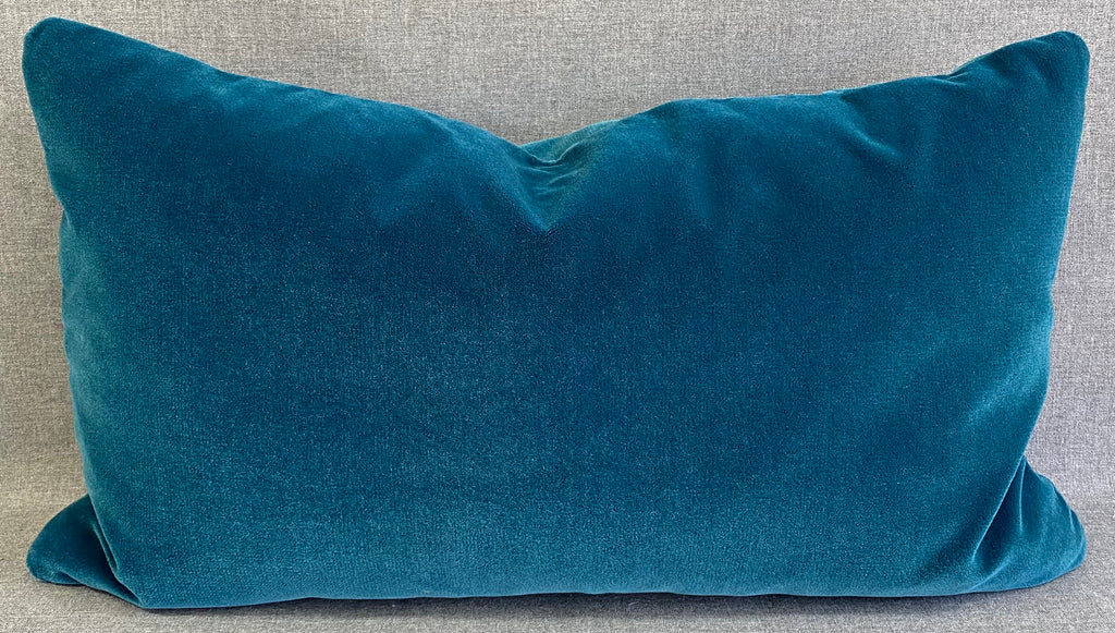 Luxury Lumbar Pillow - 24" x 14"- Teal Mohair