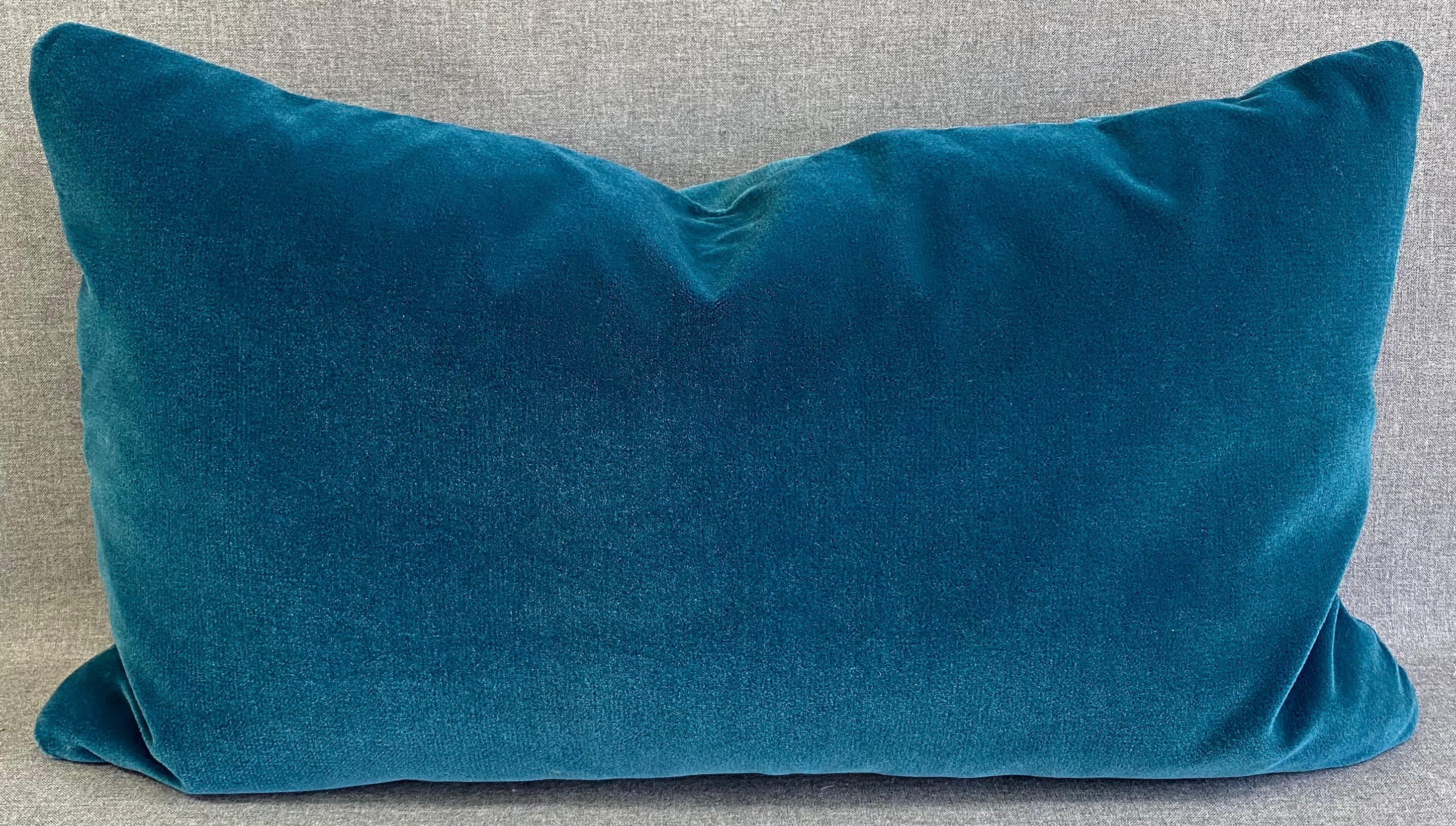 Luxury Lumbar Pillow - 24" x 14"- Teal Mohair