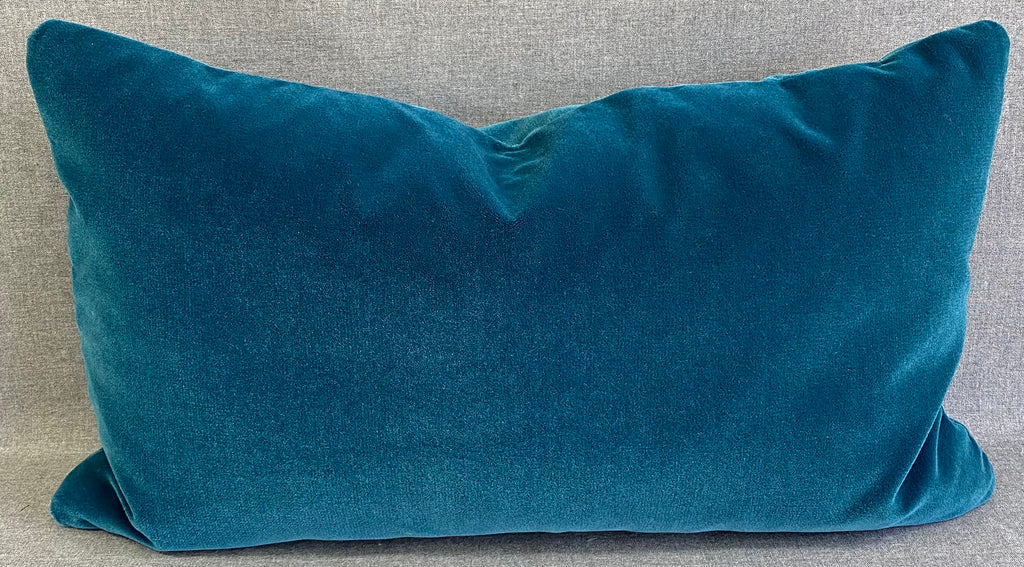 Luxury Lumbar Pillow - 24" x 14"- Teal Mohair