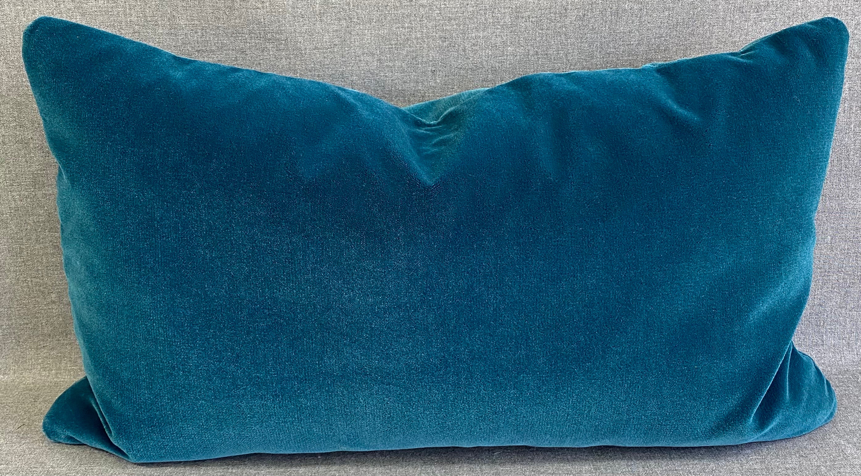 Luxury Lumbar Pillow - 24" x 14"- Teal Mohair