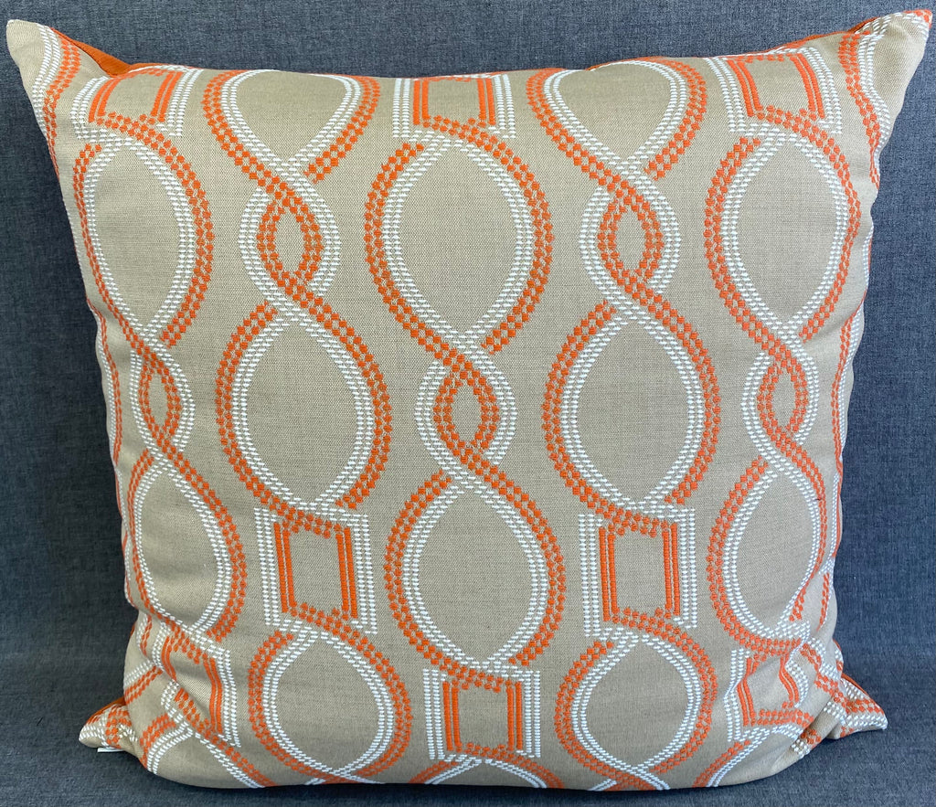 Luxury Outdoor Pillow - 22" x 22"- Twist Orange