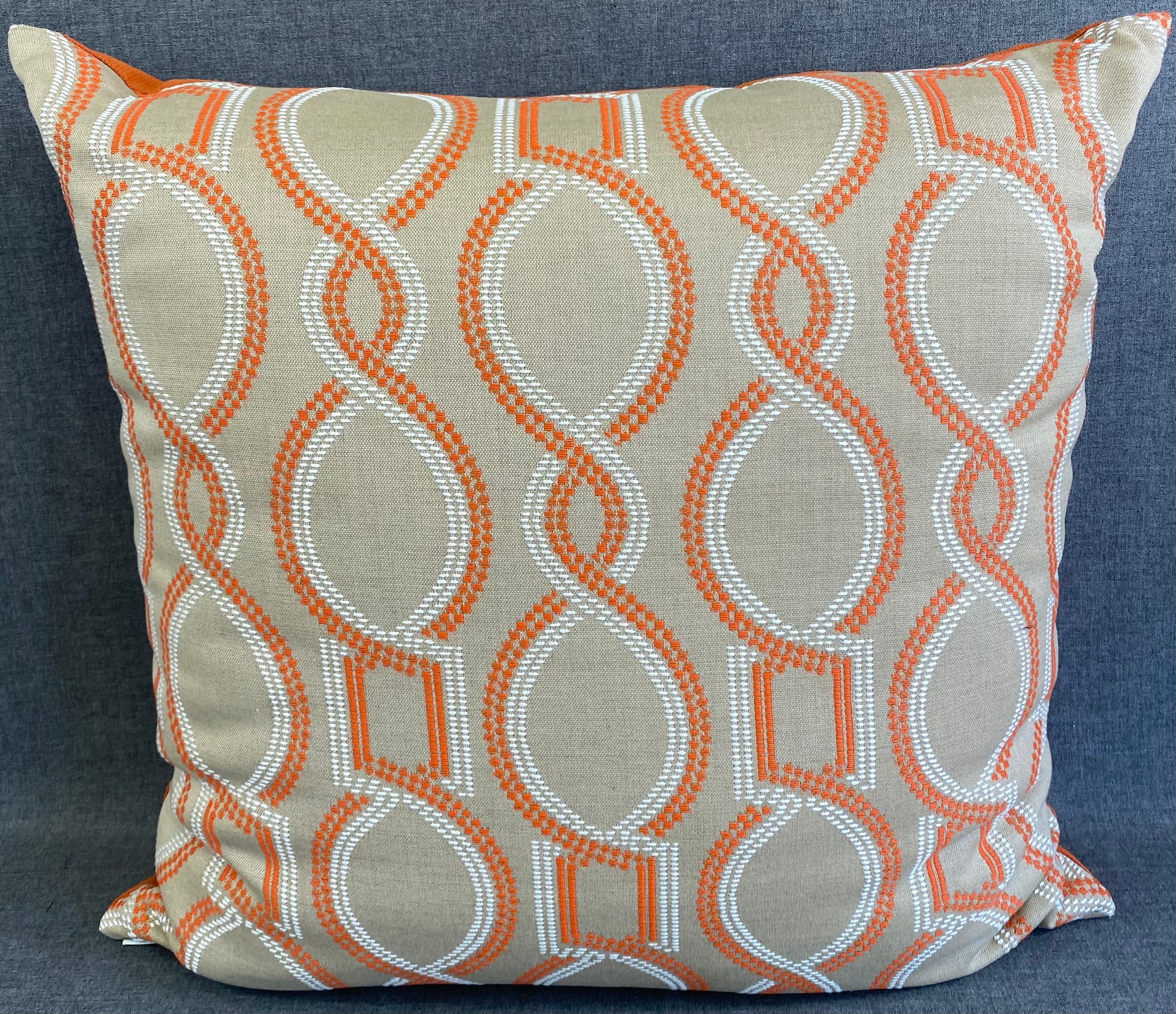 Luxury Outdoor Pillow - 22" x 22"- Twist Orange
