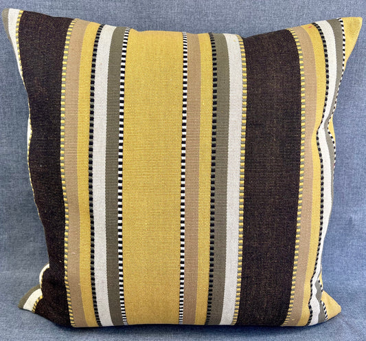 Luxury Pillow - 24" x 24" - Bohemian; Lush textured stripes of gold.tans,creams, whites, taupes and black