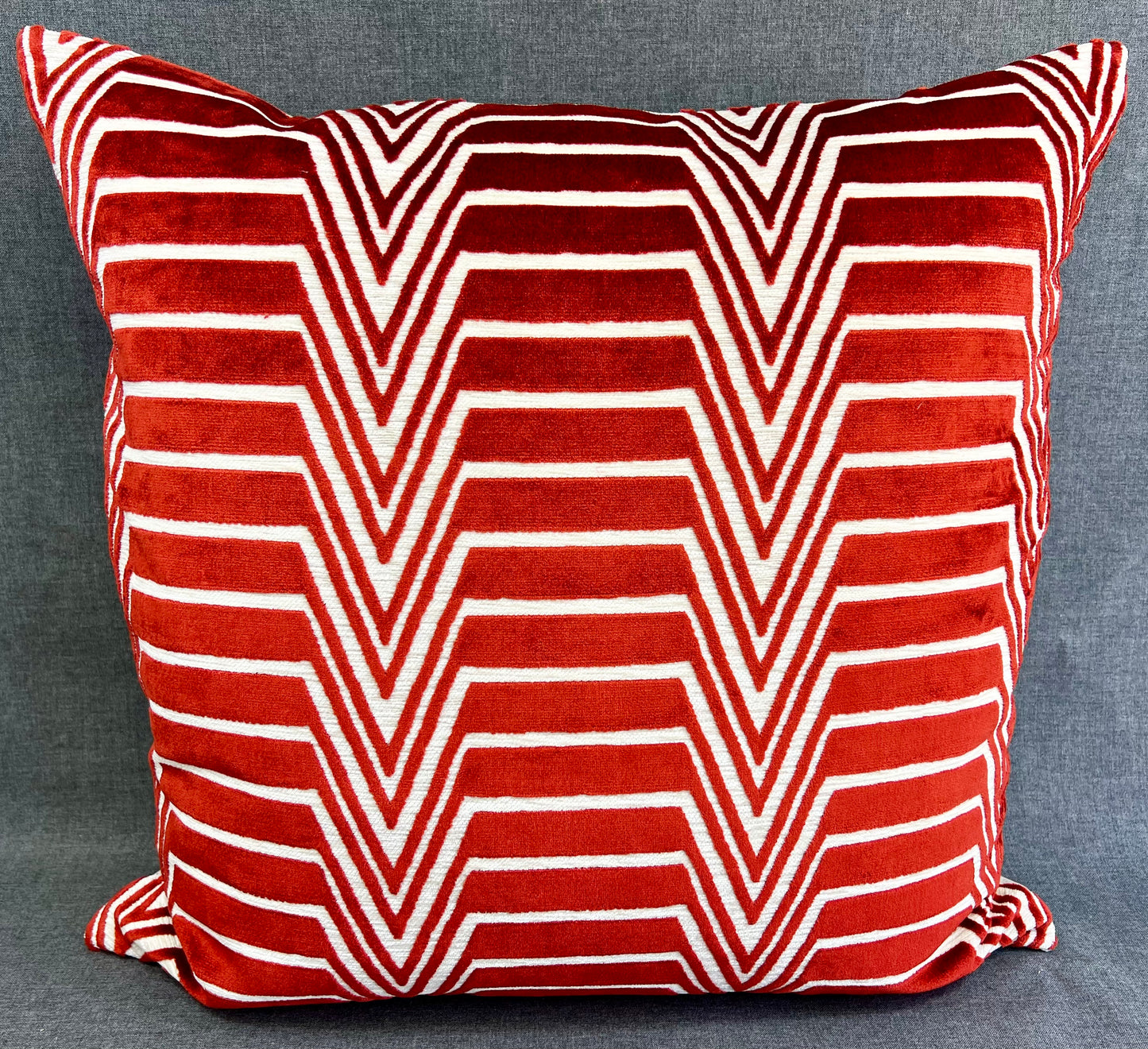 Luxury Pillow -  24" x 24" -Red Radar; Red and ivory in Abstract Pattern with an ivory back