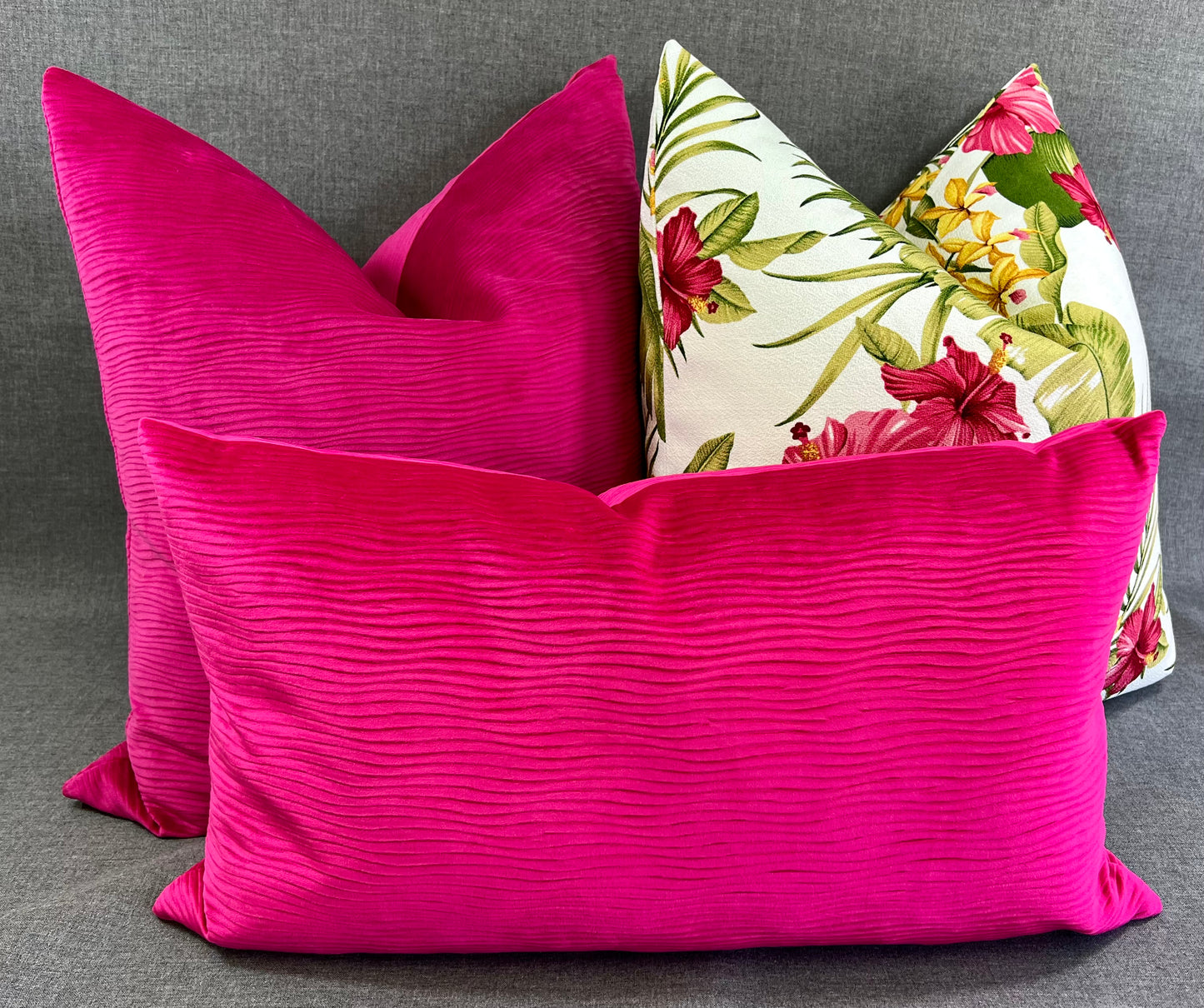 Luxury Pillow - 24” x 24” - Stream Fuchsia; Brilliant fuchsia in a soft wavey patterned fabric