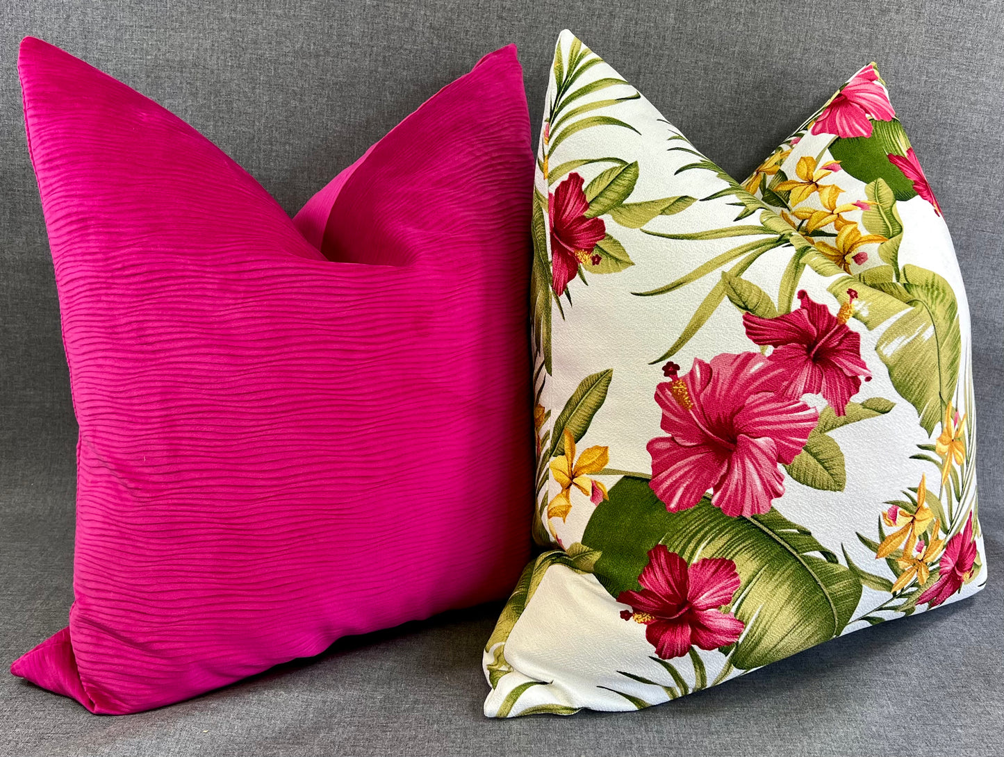 Luxury Pillow - 24” x 24” - Stream Fuchsia; Brilliant fuchsia in a soft wavey patterned fabric