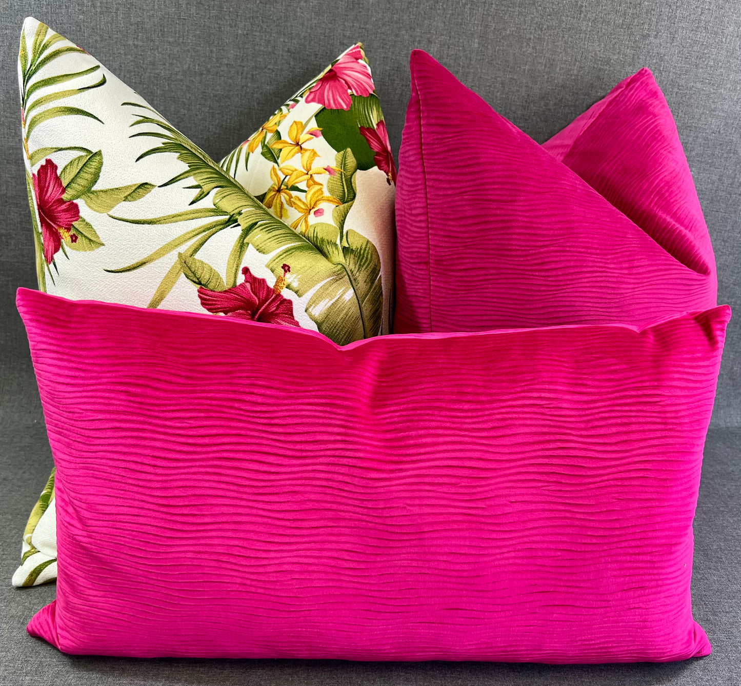 Luxury Pillow - 24” x 24” - Stream Fuchsia; Brilliant fuchsia in a soft wavey patterned fabric