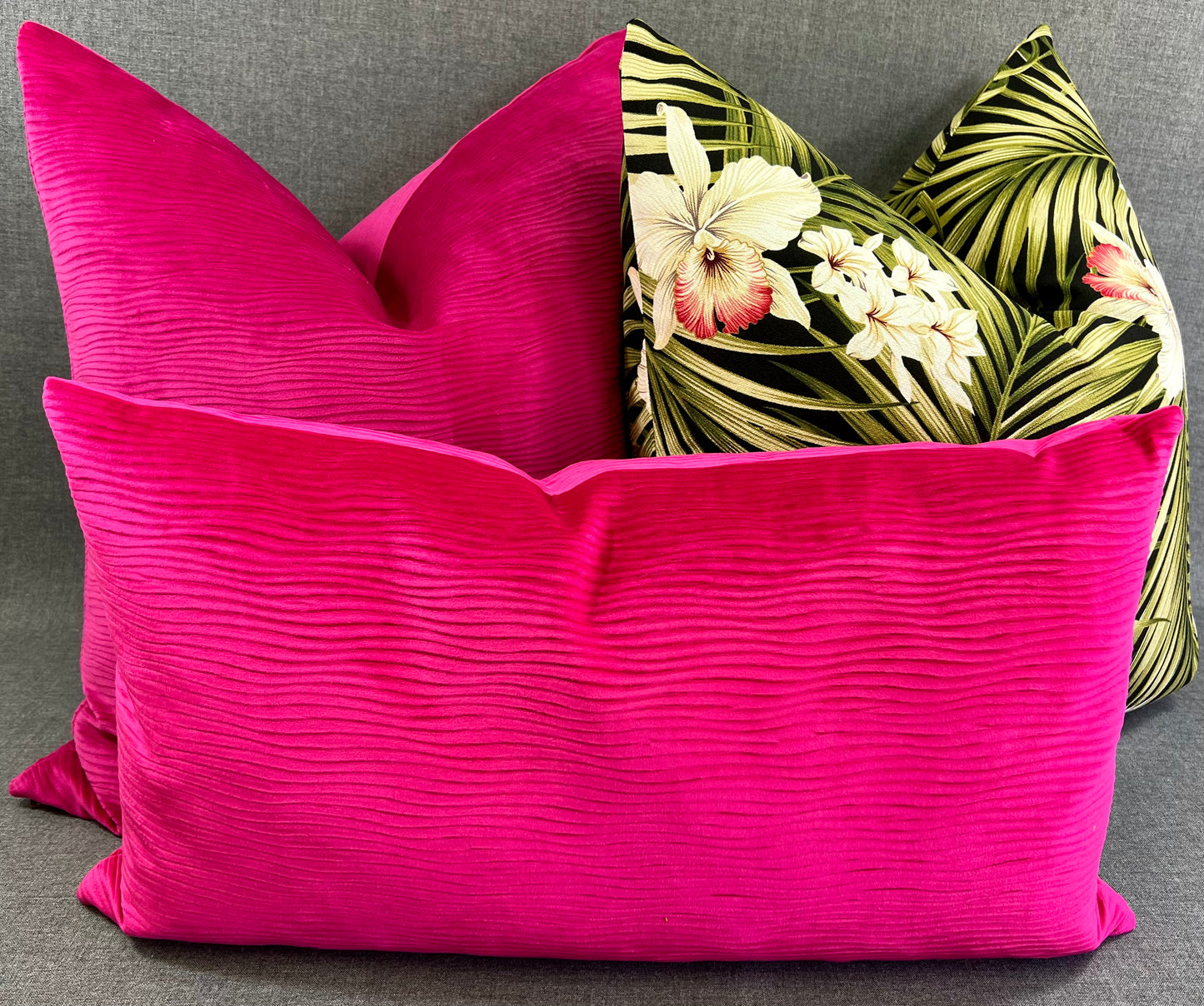 Luxury Pillow - 24” x 24” - Stream Fuchsia; Brilliant fuchsia in a soft wavey patterned fabric