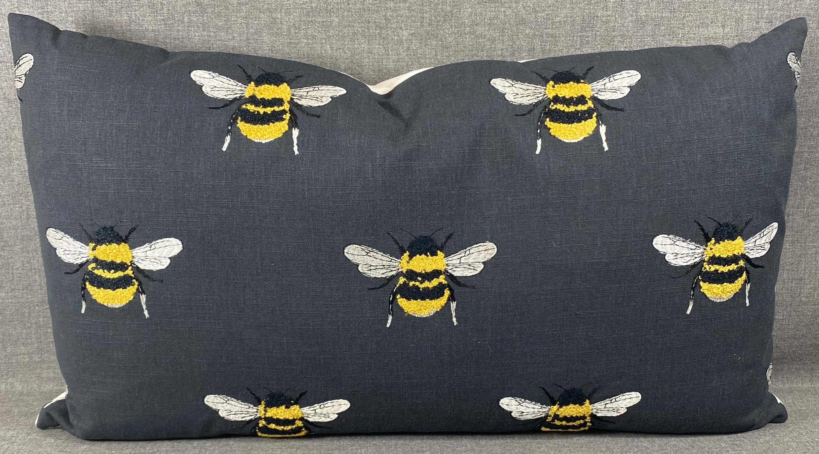 Luxury Lumbar Pillow- 24" x 14"- Busy Bee Charcoal