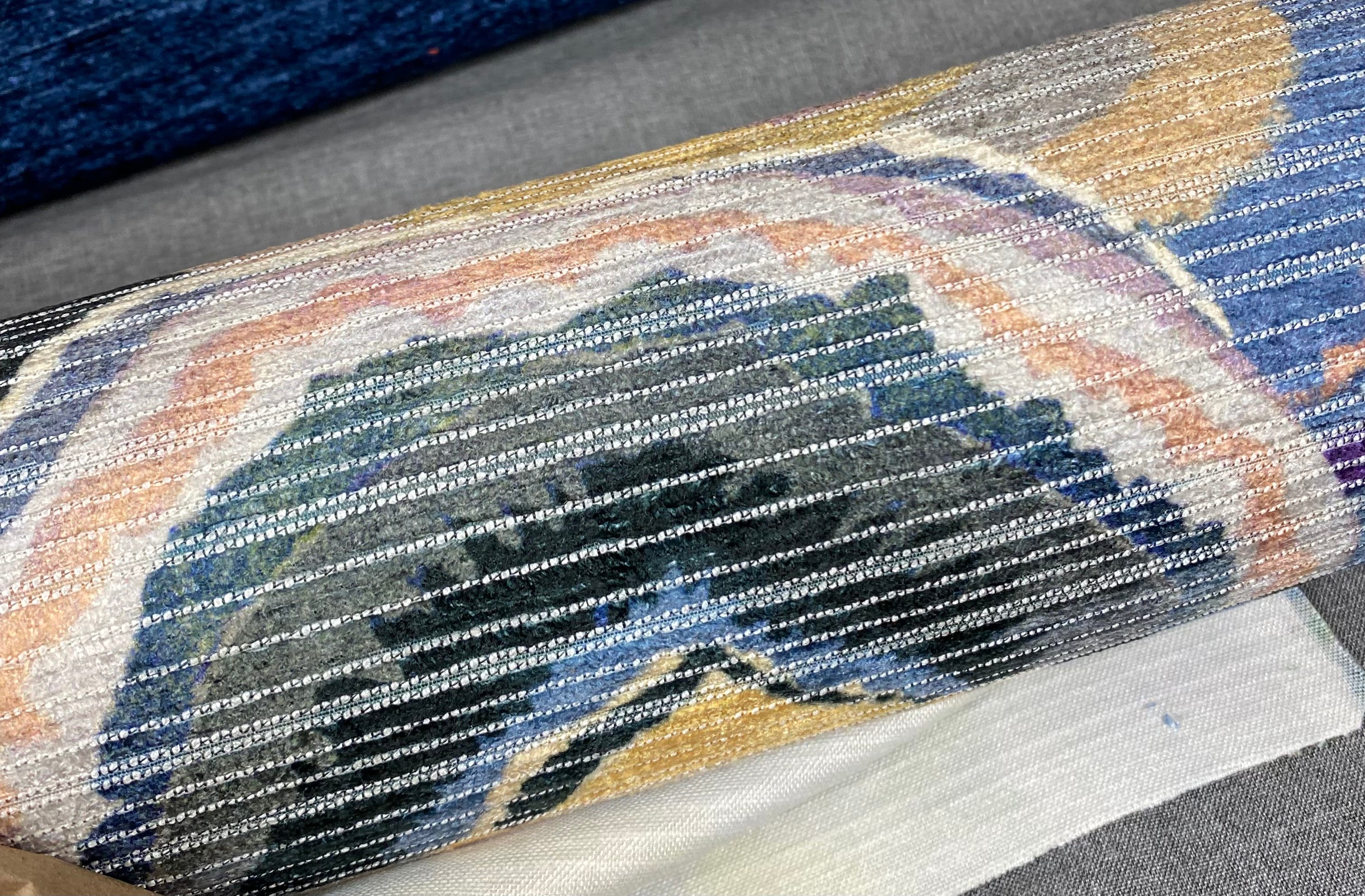 Luxury Lumbar Pillow - 24" x 14" - Navy Color Bloom