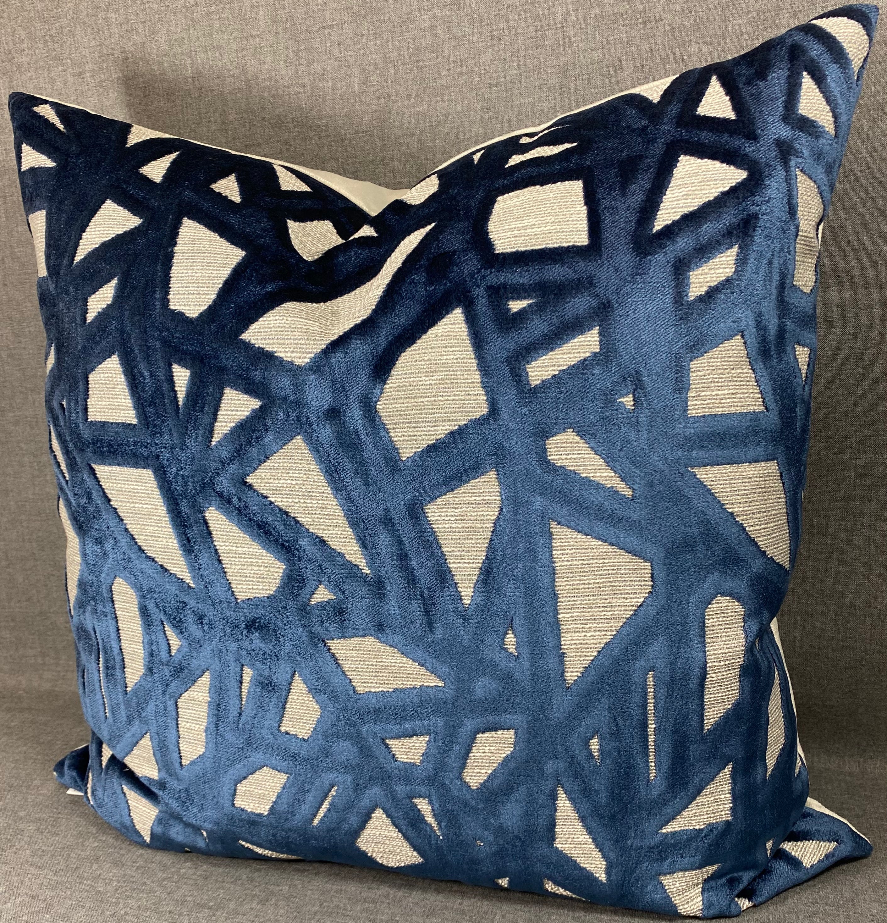 Luxury Pillow – 24" × 24" – Veleri Indigo | Modern Indigo Velvet – Kim ...