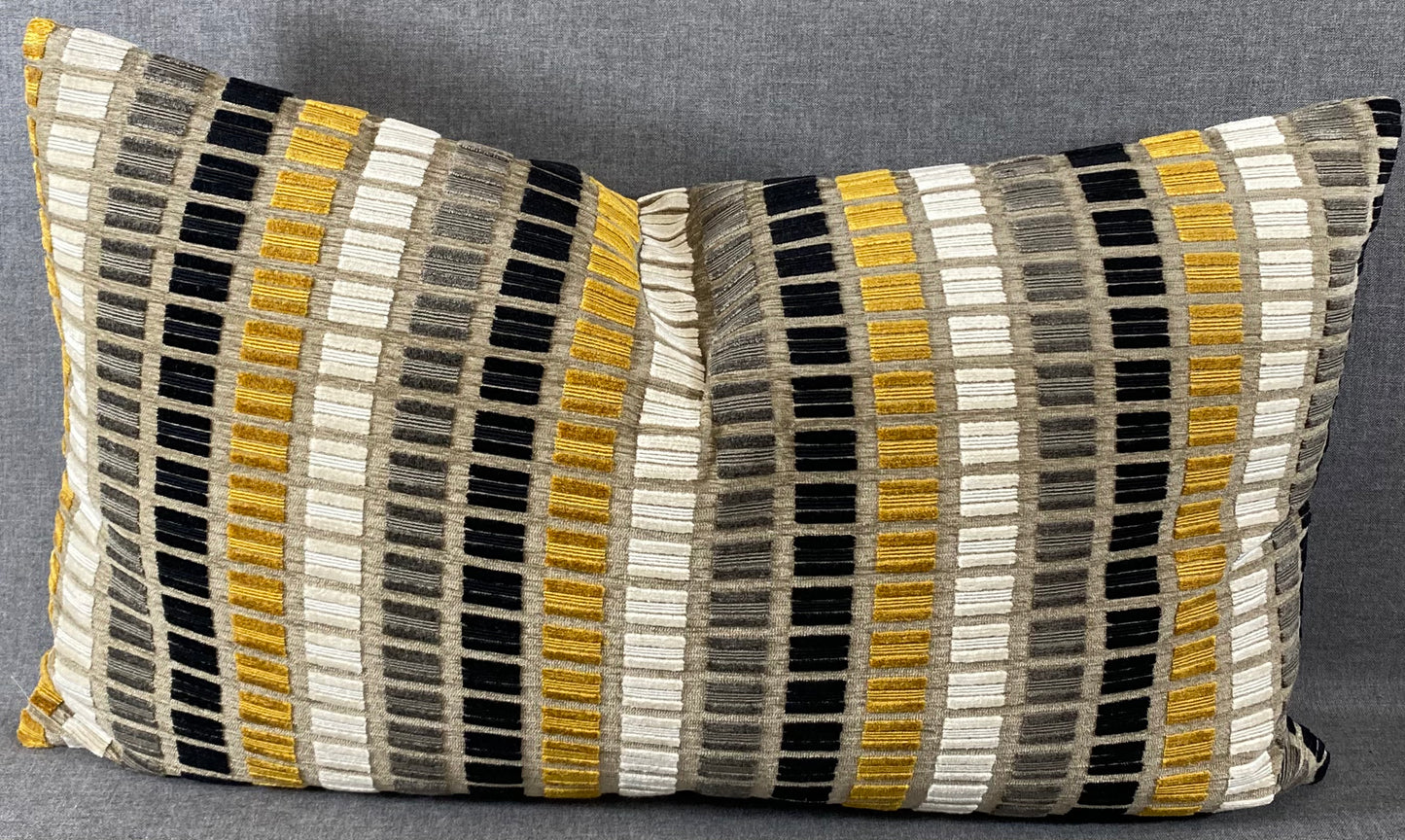 Luxury Lumbar Pillow - 24" x 14" - Noir Grid