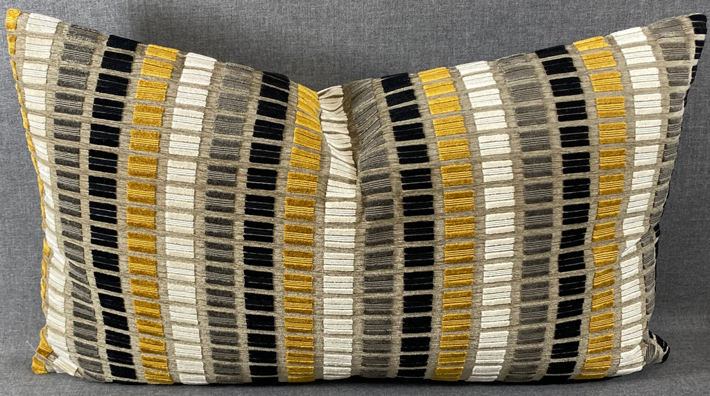 Luxury Lumbar Pillow - 24" x 14" - Noir Grid