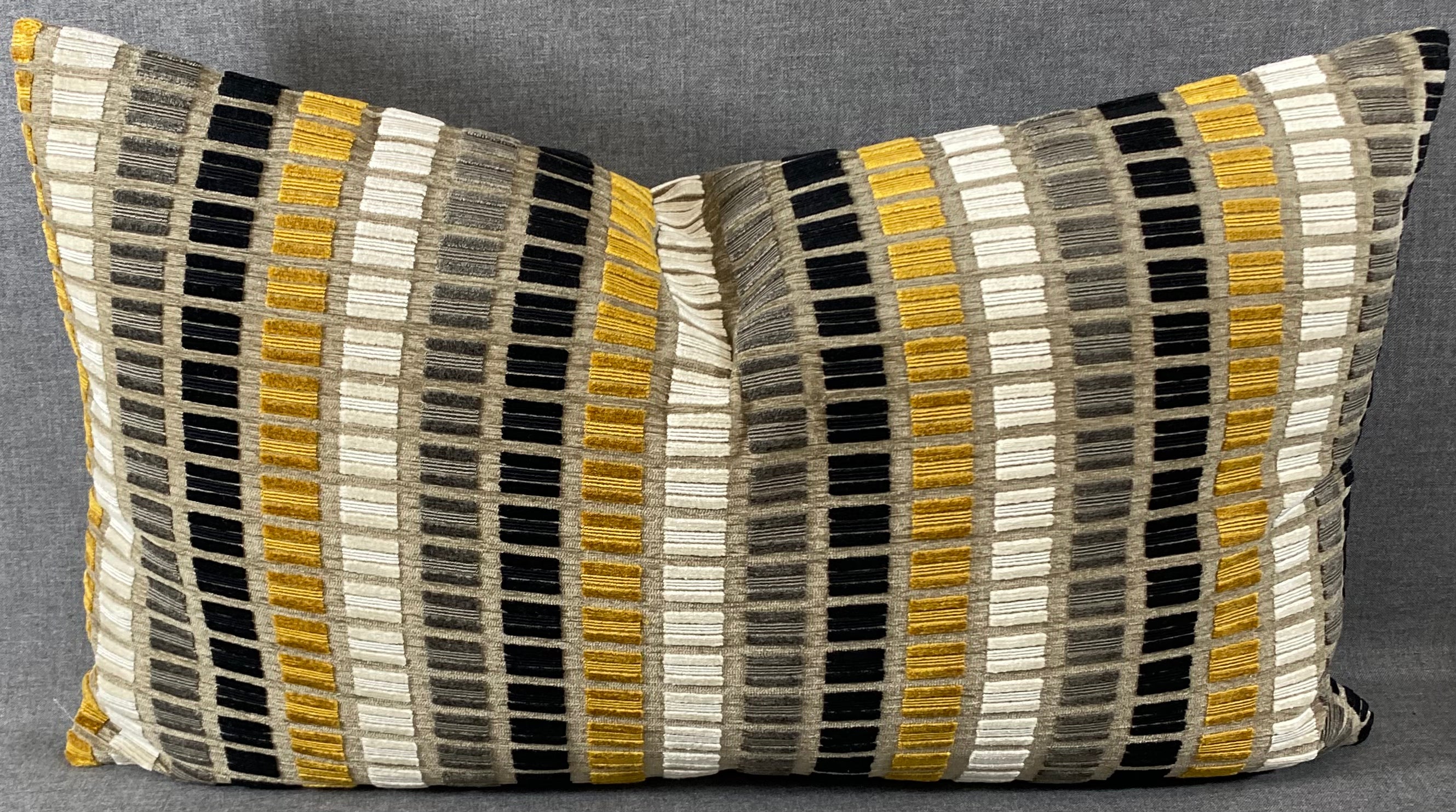 Luxury Lumbar Pillow - 24" x 14" - Noir Grid