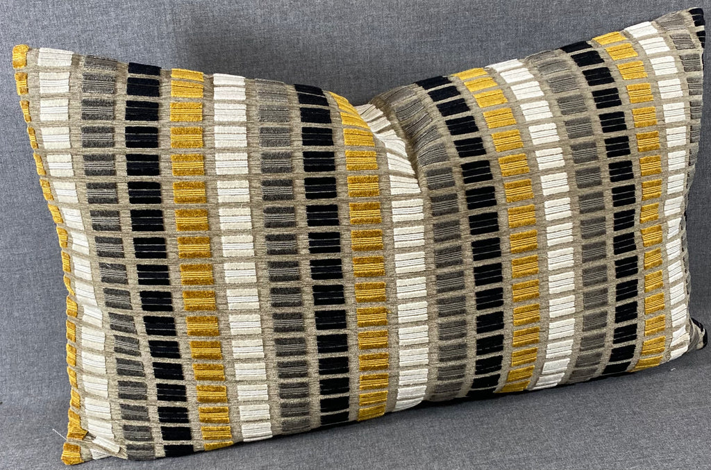 Luxury Lumbar Pillow - 24" x 14" - Noir Grid