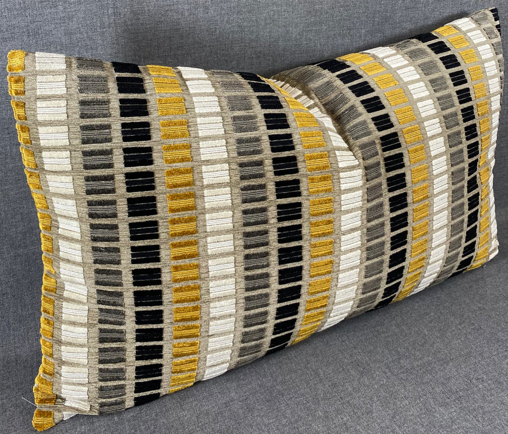 Luxury Lumbar Pillow - 24" x 14" - Noir Grid