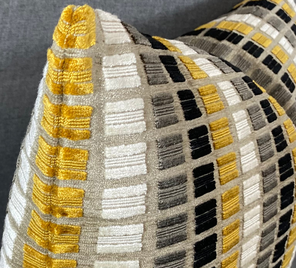 Luxury Lumbar Pillow - 24" x 14" - Noir Grid