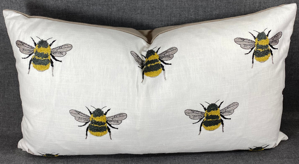 Luxury Lumbar Pillow - 24" x 14"- Busy Bee White