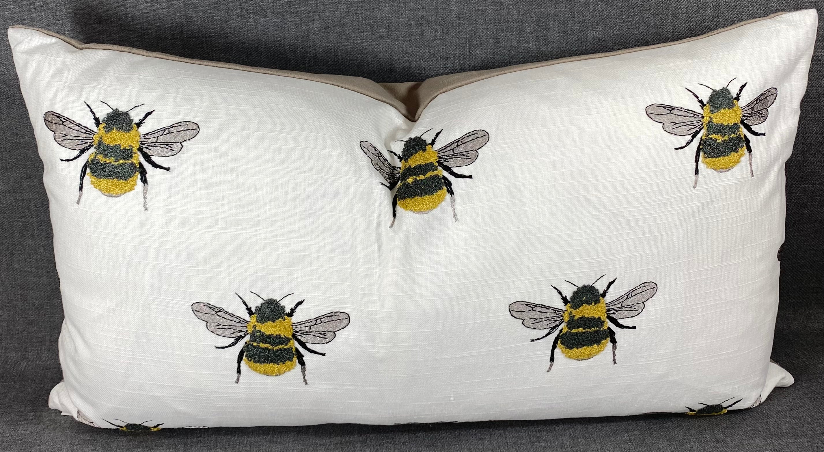 Luxury Lumbar Pillow - 24" x 14"- Busy Bee White
