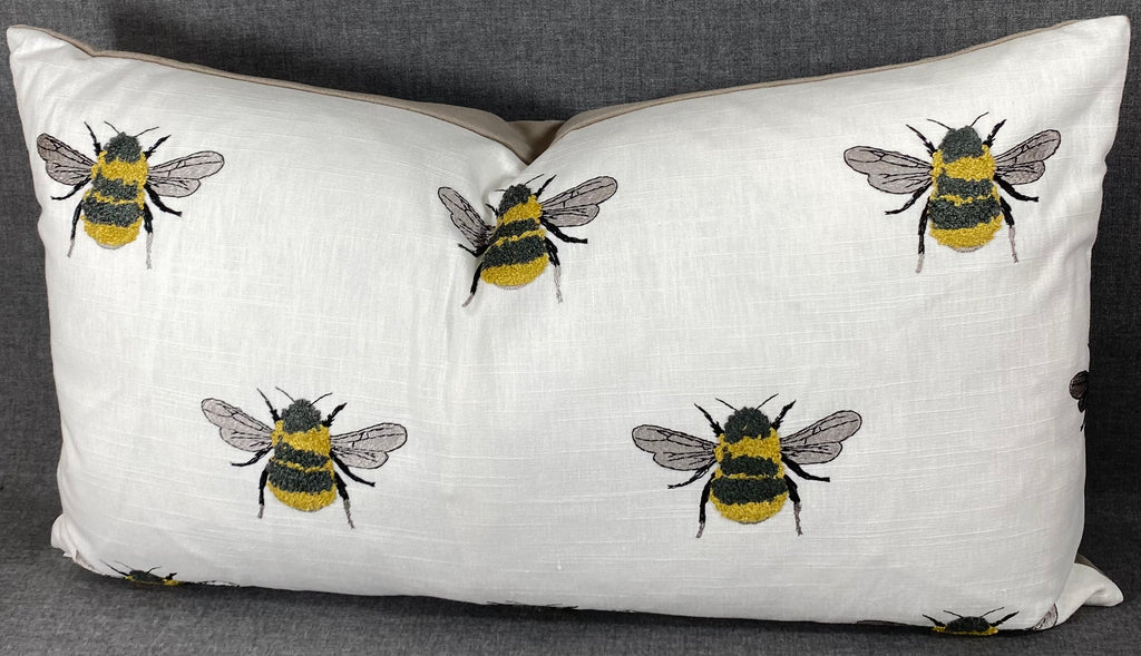 Luxury Lumbar Pillow - 24" x 14"- Busy Bee White