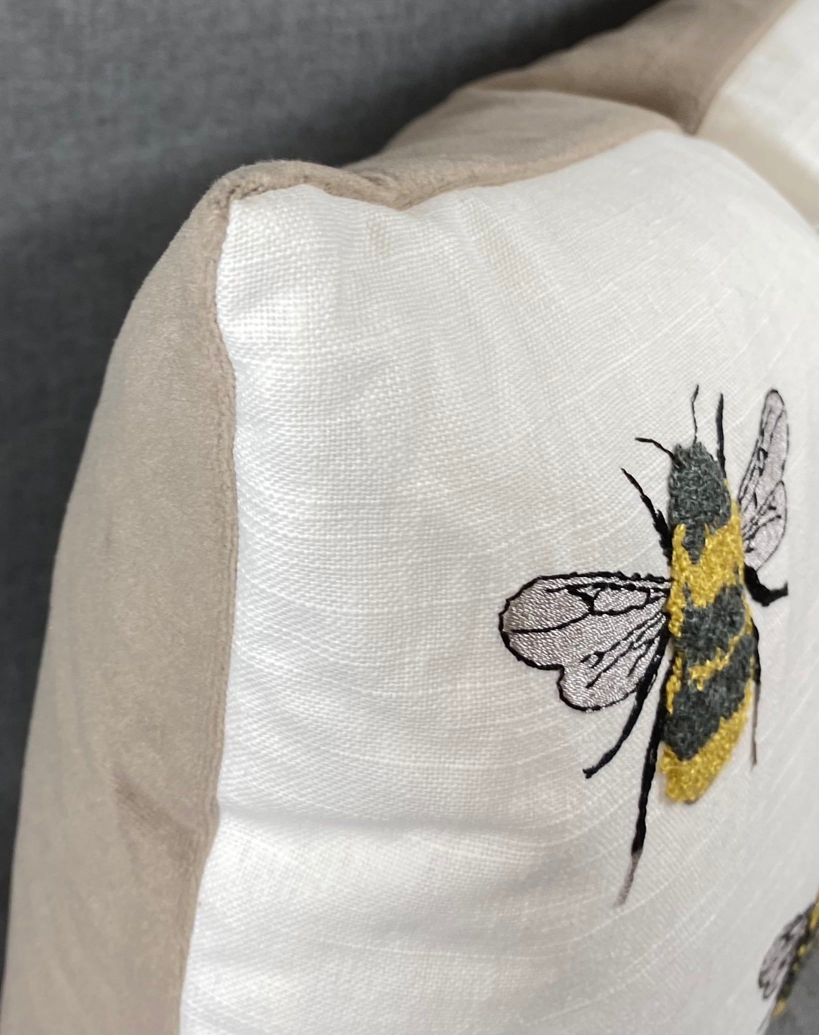 Luxury Lumbar Pillow - 24" x 14"- Busy Bee White